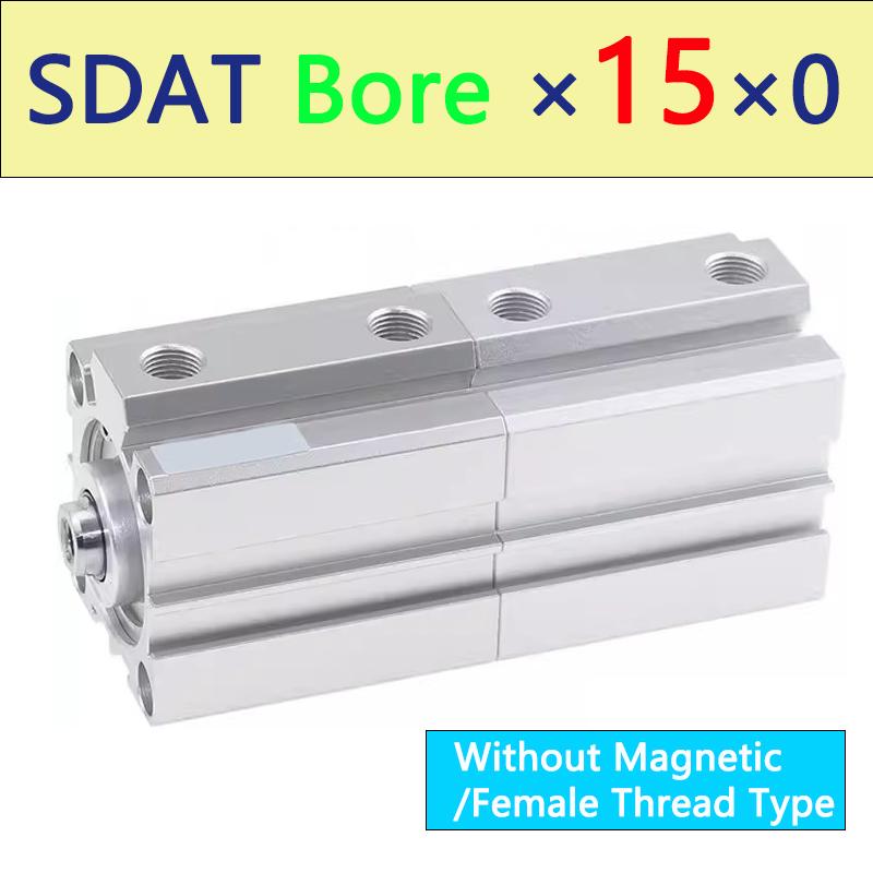 SDAT Pneumatic Cylinder SDAT 20/25/32/40/50/63/80/100 Double Force High Thrust Female Thread Type Magnetic Thin Cylinder