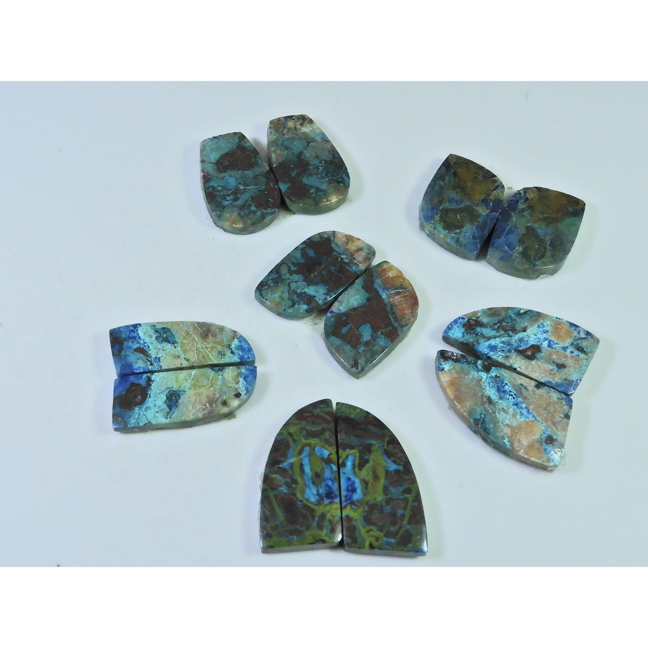 

139Cts. Natural Shattuckite Matched Pair Fancy Cabochon Gemstone 06 Pair Lot C-437