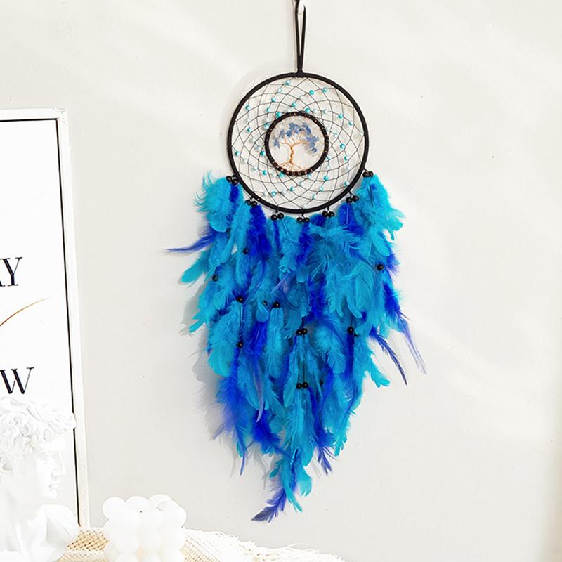 Tree of Life Dream Catcher Handmade Pink Gravel Wall Hangings Feather Craft Home Decor Wind Chimes DreamCatchers Room Decorate