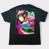 Almost Human Anime Girl Green Sports Car Graphic T- Shirt Black Large Vaporwave