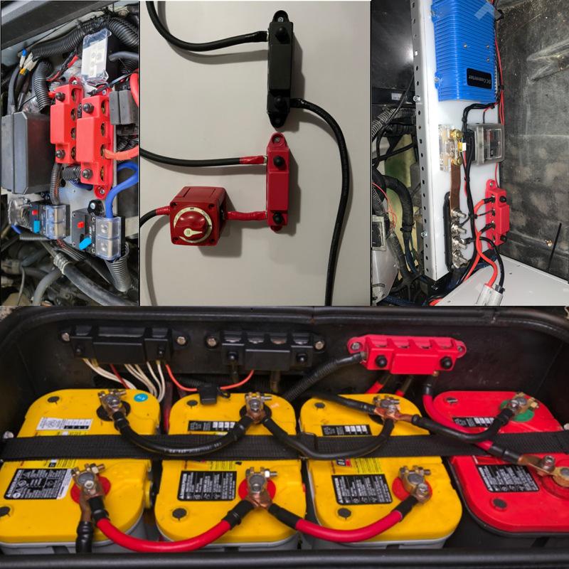 Power Distribution Block 250A Bus Bar Terminal Block with Cover 4 x M10 Terminal Studs 4x M8 Terminal Studs Car Truck Boat