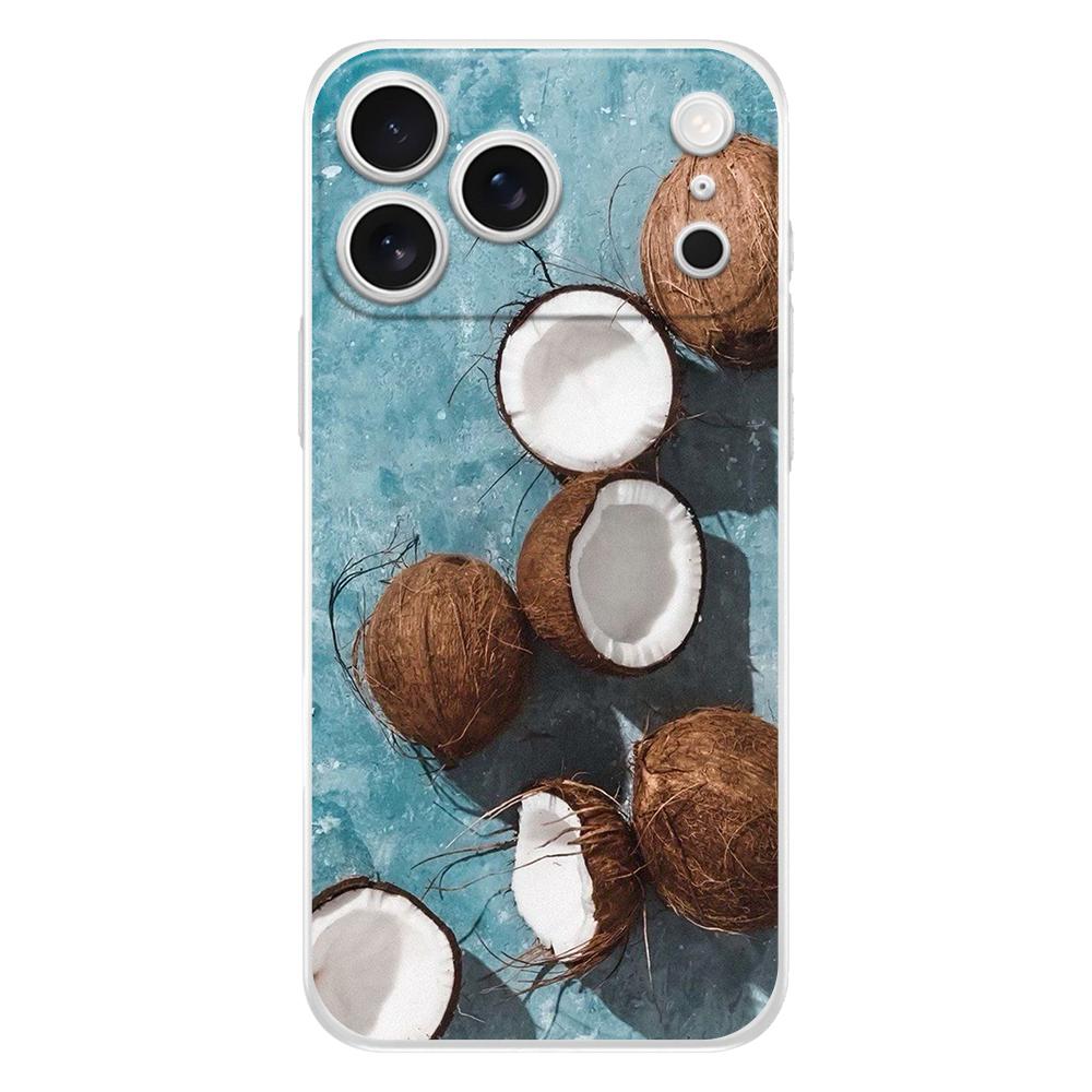 Soft Clear TPU Phone Case For iPhone 17 Air 16E 16 11 15 14 Pro MAX 12 13 7 8 Plus SE Easter Cover Protection Summer Coconut