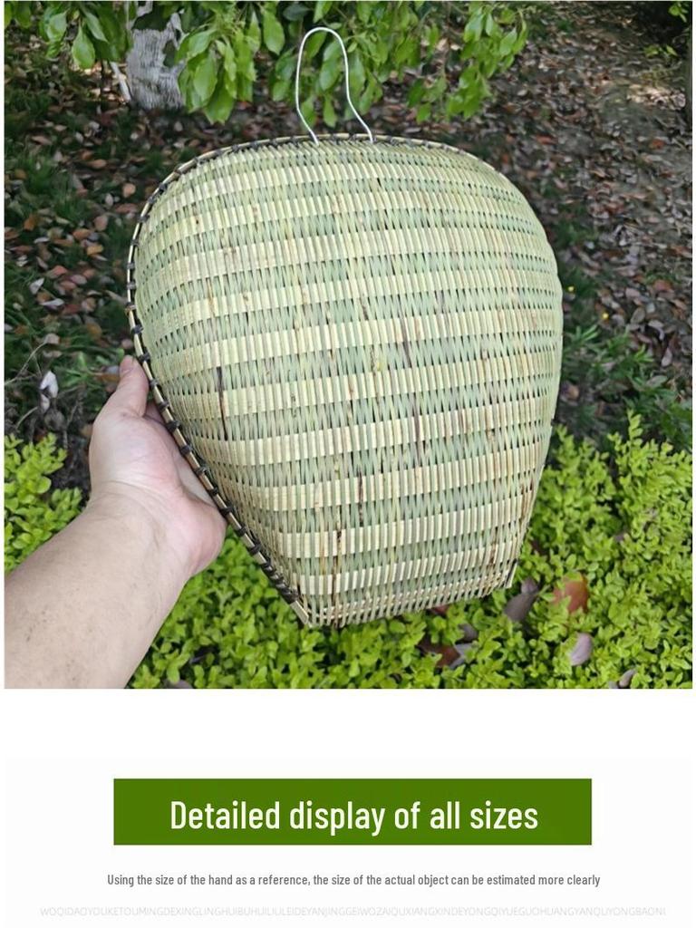 Bamboo Weaving Winnowing Basket for Washing Rice and Vegetables, Draining, and Drying - Handmade Green Bamboo Strips for Home and Restaurant Use
