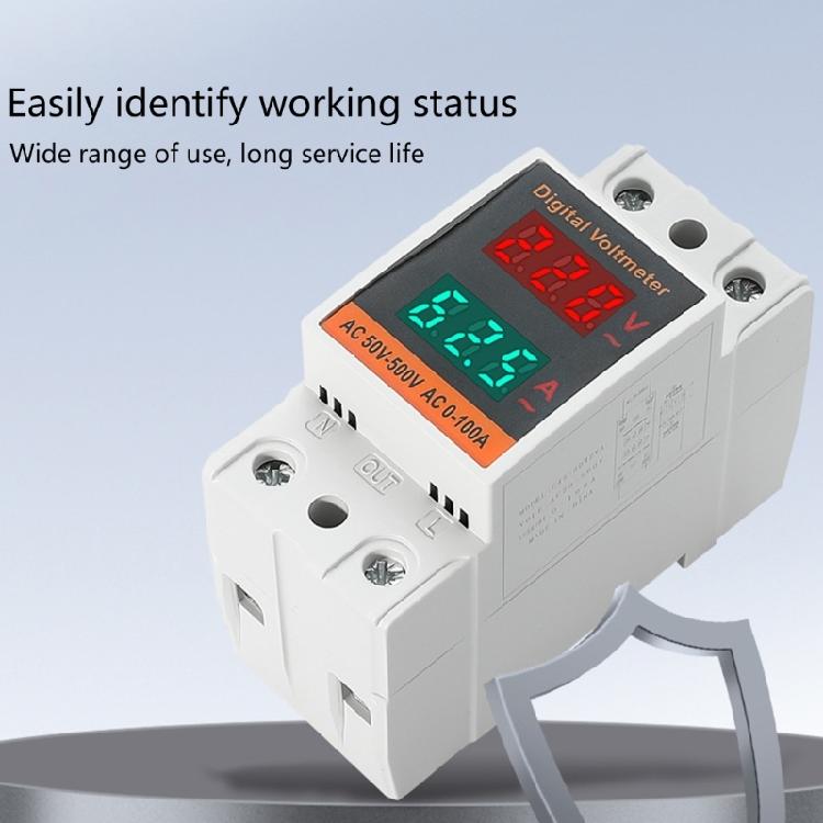 Rail Mount Voltages & Current Meter with High Brightness LED Power Consumption Analyzers Device for Clear Readings