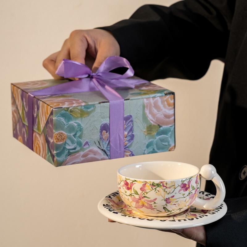 ins style, office ceramic coffee cup and saucer set, high-end souvenir, afternoon tea, household water cup, mug 250ml