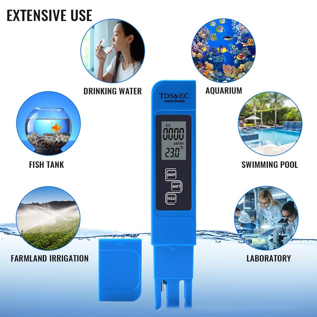 Blue three-in-one portable conductivity test pen water quality tester
