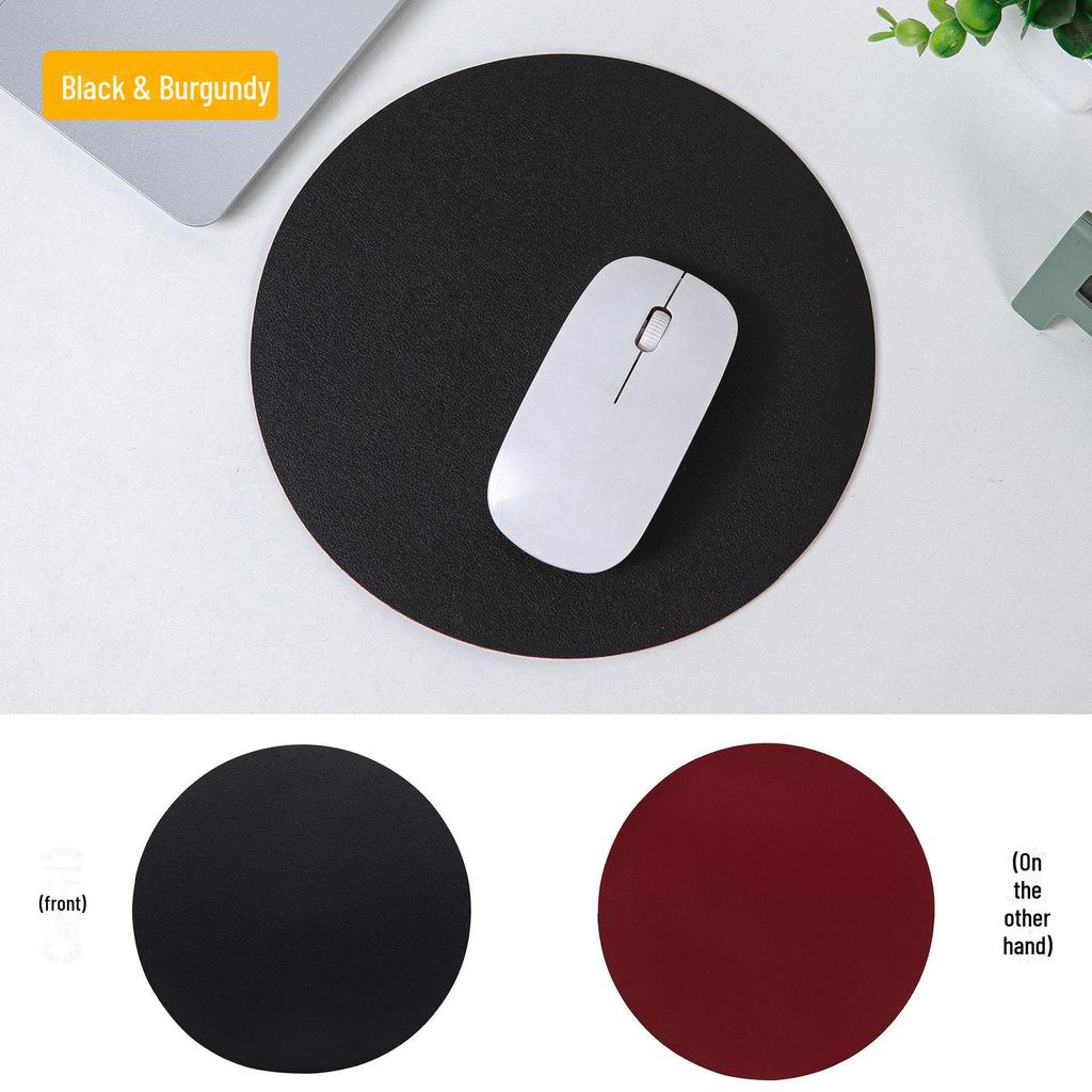 Round Leather Mouse Pad - Solid Color, Small Computer Desk Mat for Fresh Girls