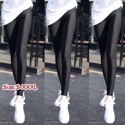 Leggings casual da donna in vita elastica Leggings larghi e lucidi Leggings elasticizzati pantaloni da palestra Leggings da allenamento