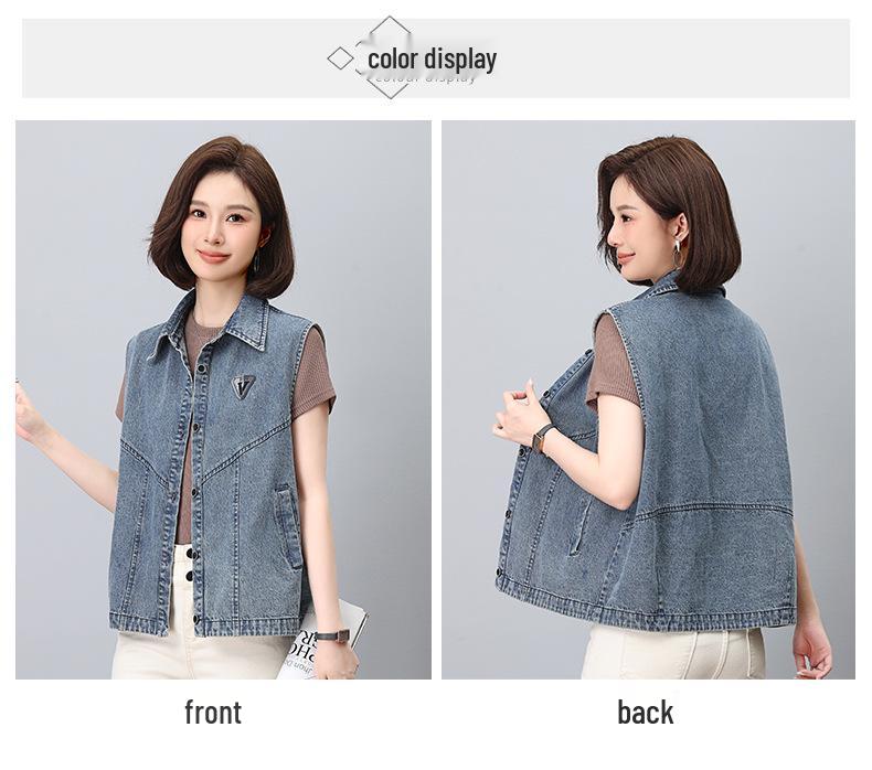 Women's Casual Denim Vest - 2024 Spring/Autumn Fashionable Age-Defying Outerwear