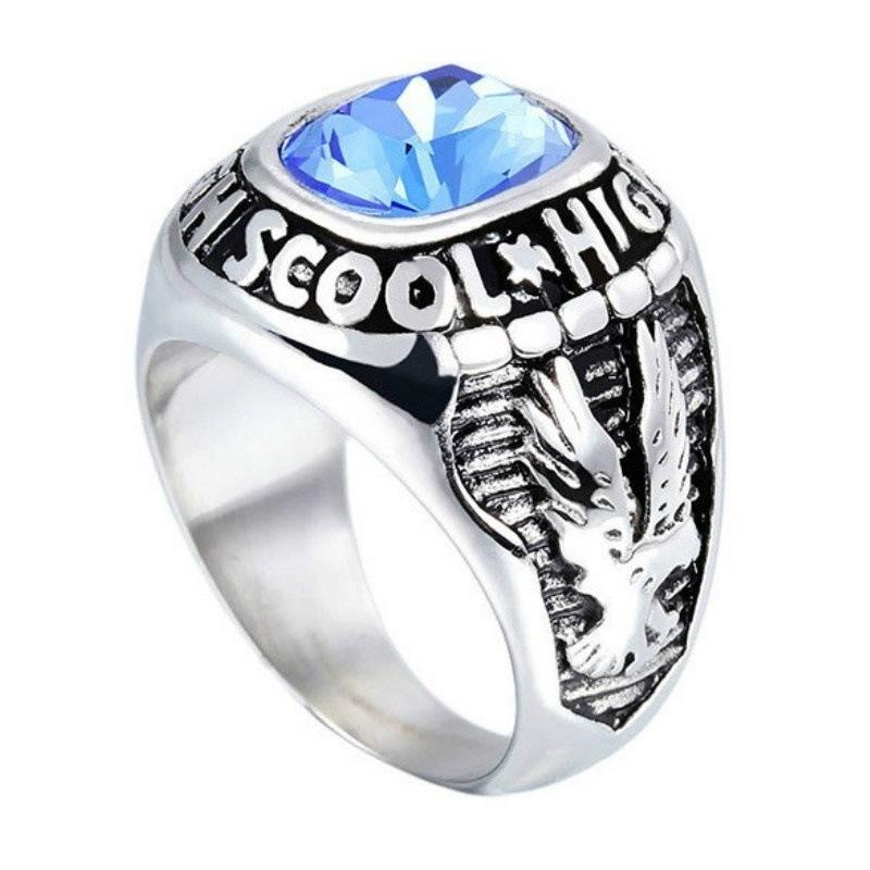 

European and American alloy ring American soldier retro eagle set red blue black emerald ring 12 синий