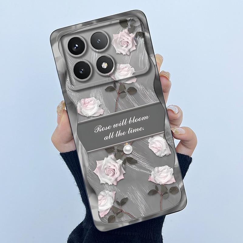 For Xiaomi Poco X6 Pro 5G Case Poco X6Pro Back Cover Fashion Simplicity Floral Soft Liquid Silicone Shell For PocoX6 Pro Fundas