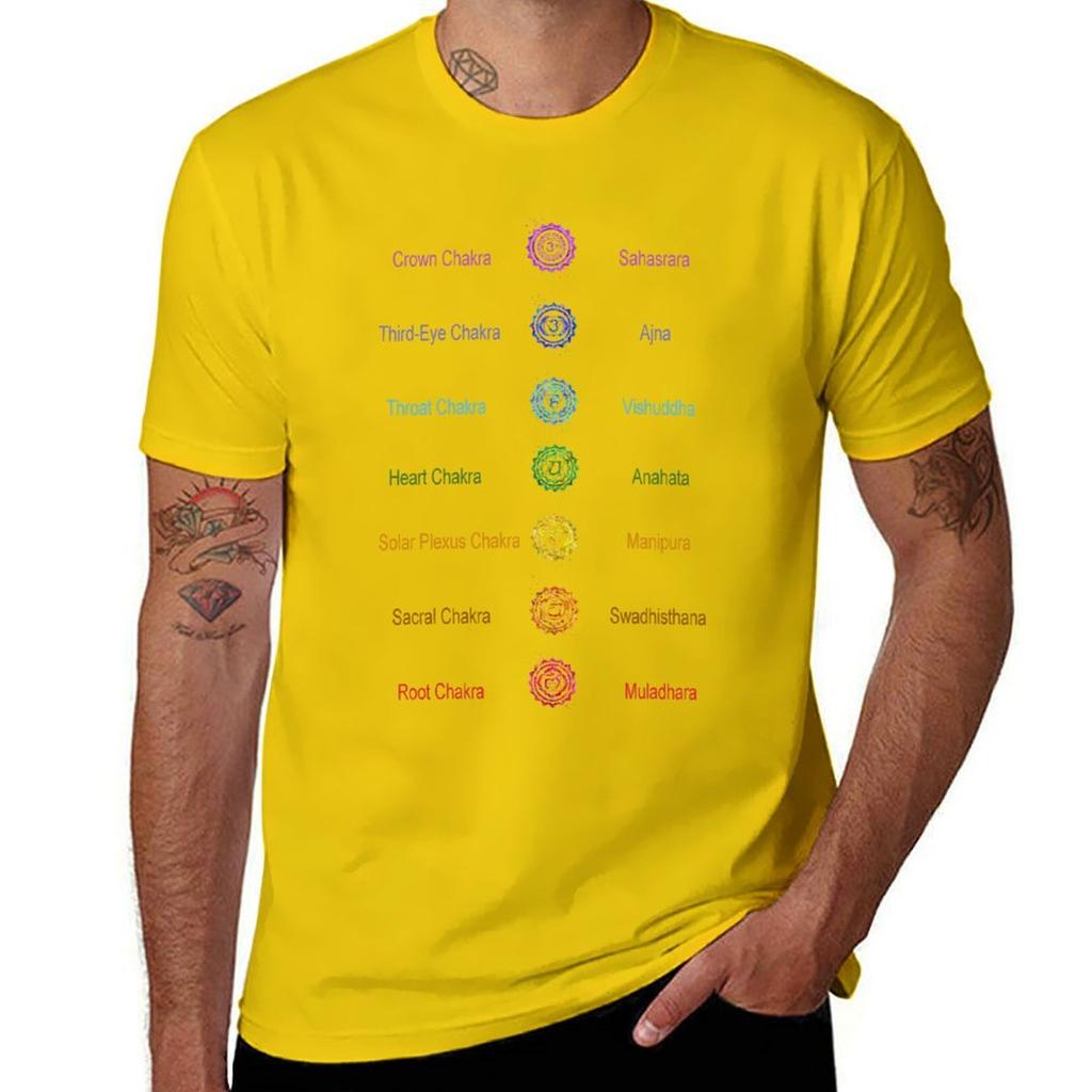 The Seven Chakras T-Shirt Summer Top Plus Size Tops Funnys Mens Cotton T Shirts