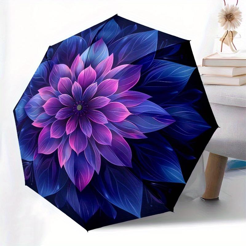 1pc Purple Lotus Mandala Artwork Umbrella with Plastic Handle,Suitable for All Seasons Home Travel Outdoor UmbrellaB1814