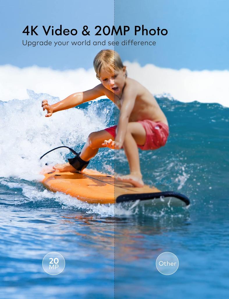 WOLFANG GA100 Action Camera Memory Card 4K 20MP Waterproof 40M Underwater Sports Camera Wearable Camera EIS Image Stabilization WiFi Function Wide