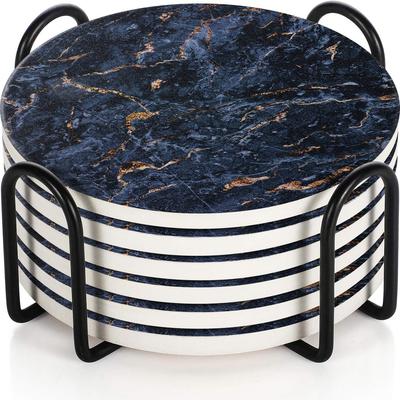 Ceramic Coasters with Matt Finish On Top & Cork Base | Coasters for Cups Set of 6 |