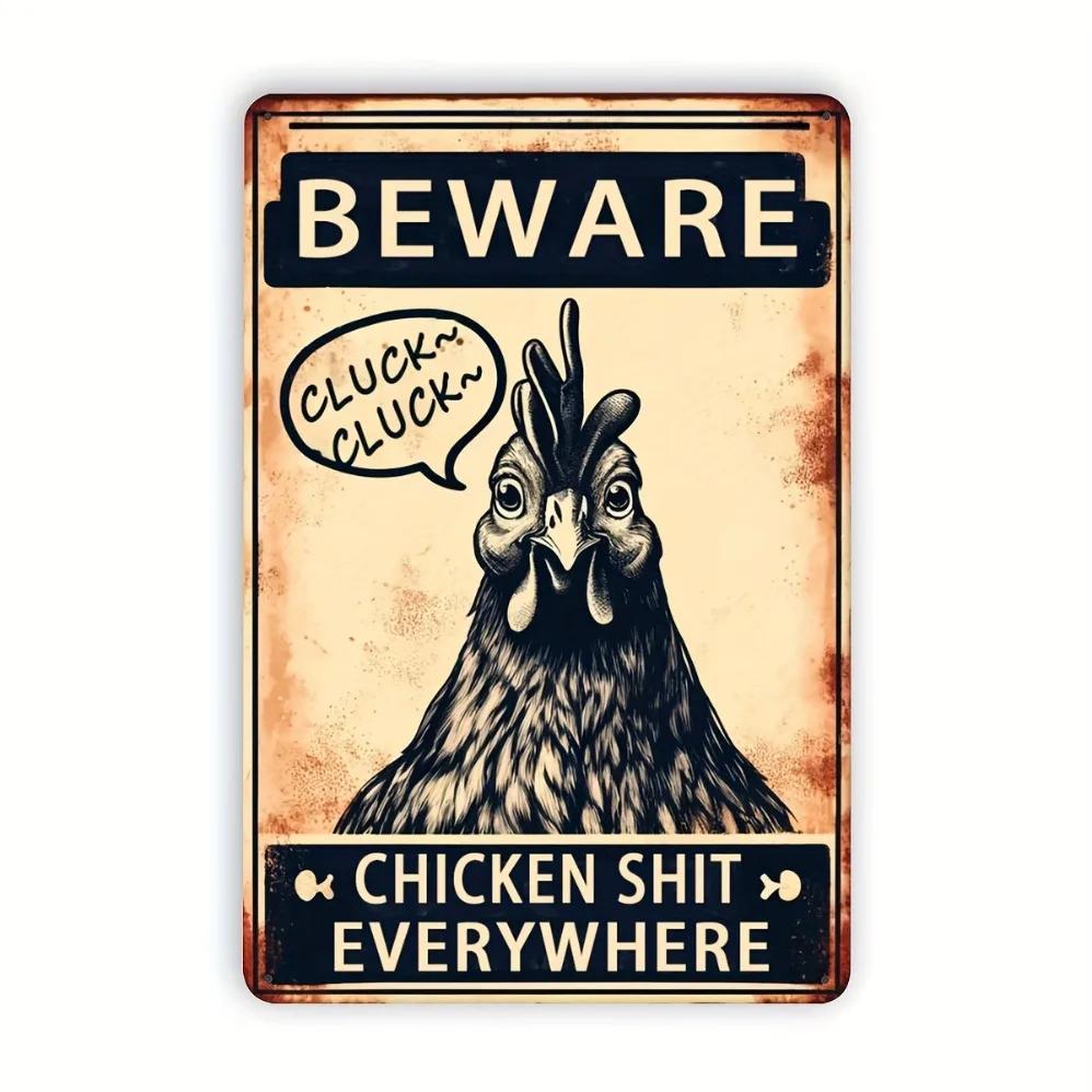 

Funny Chicken Poop Sign Rustic Farmhouse Coop Decor Humorous Warning Plaque for Garden 20x30cm