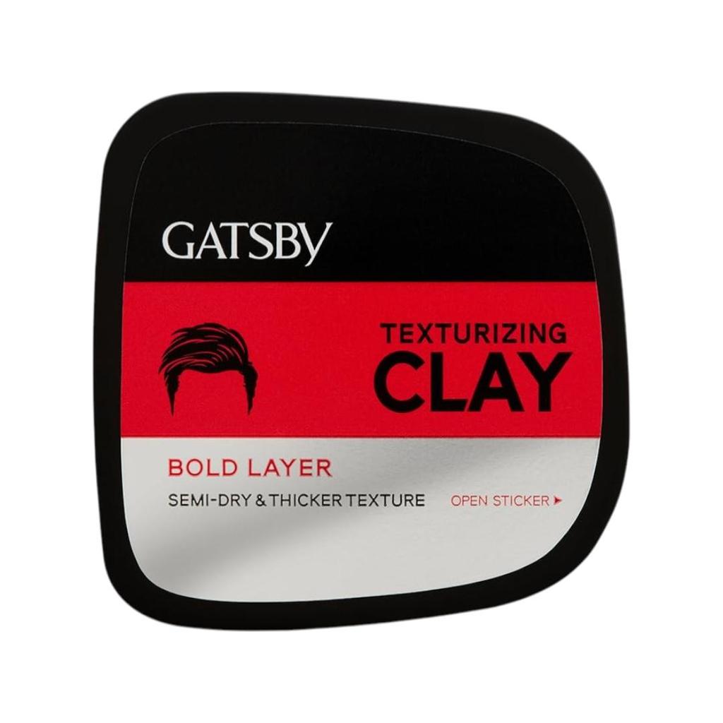Gatsby Texturizing Clay Hair Wax For Men 73g | Strong Hold Styling Clay For Messy Hair Look With Natural Shine & Long Lasting Texture Finish