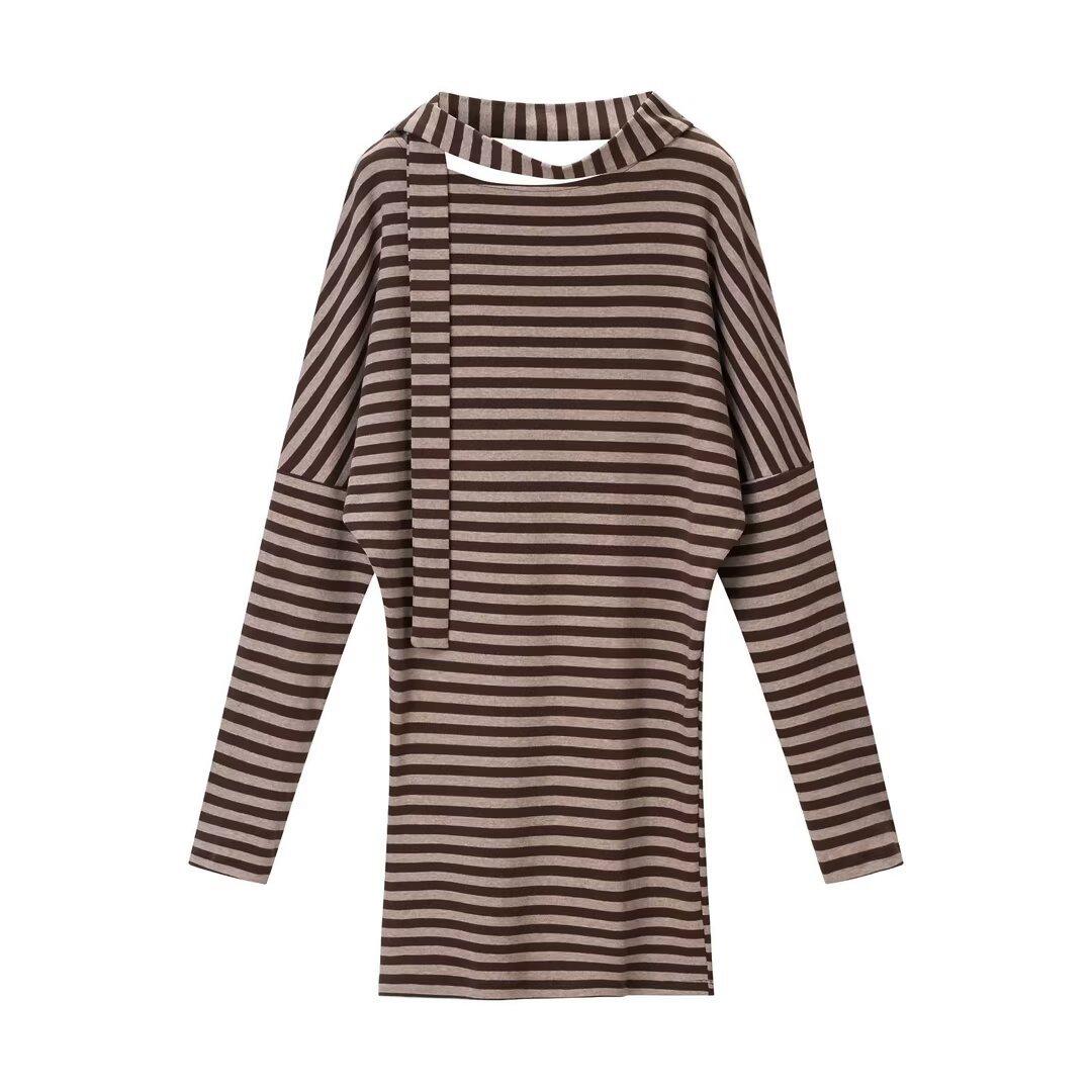 European and American style, new women s clothing, foreign style, fashionable, casual classic fashion striped dress S