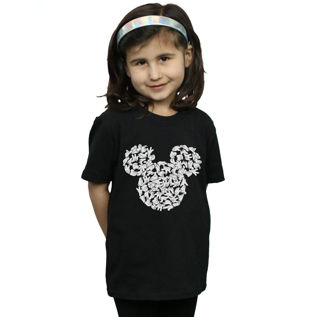 Disney Mädchen-T-Shirt aus Baumwolle mit Mickey-Mouse-Kopf der Hände