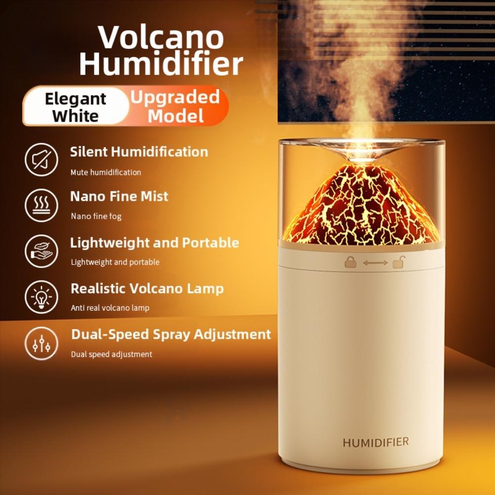 

300ml Volcanic Humidifier with Aromatherapy and Soft Ambient Light Compact Design with Quiet Functionality for Home or Work белый