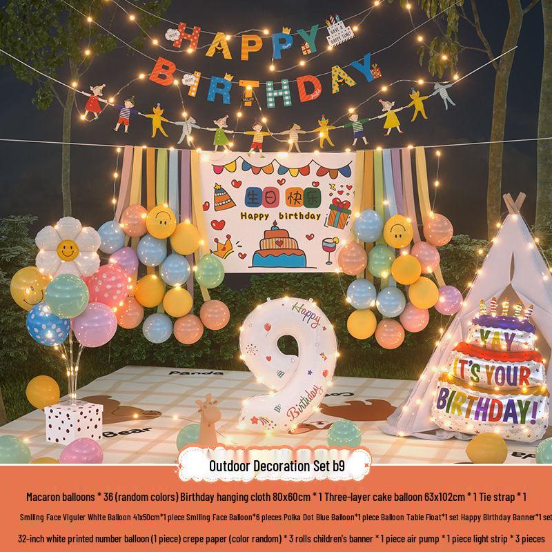 Xiaohongshu První narozeninová kempingová párty Balónky a banner pro děti