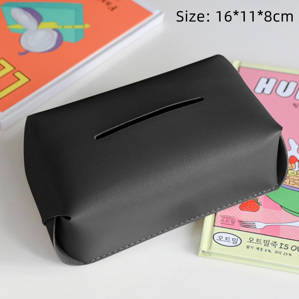 PU Leather Square Tissue Box Cover Napkin Holder Foldable Handkerchief Case For Kitchen Accessories Desktop Storage Organizer