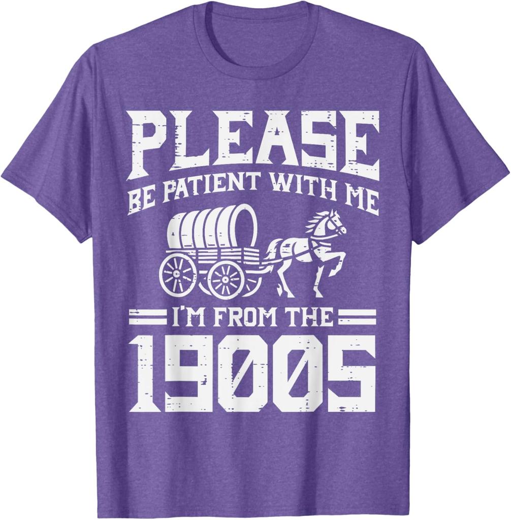 1900s Wagon Horse Vintage Funny Slogan Graphic Tee Casual Cotton Short Sleeve TShirt for Men