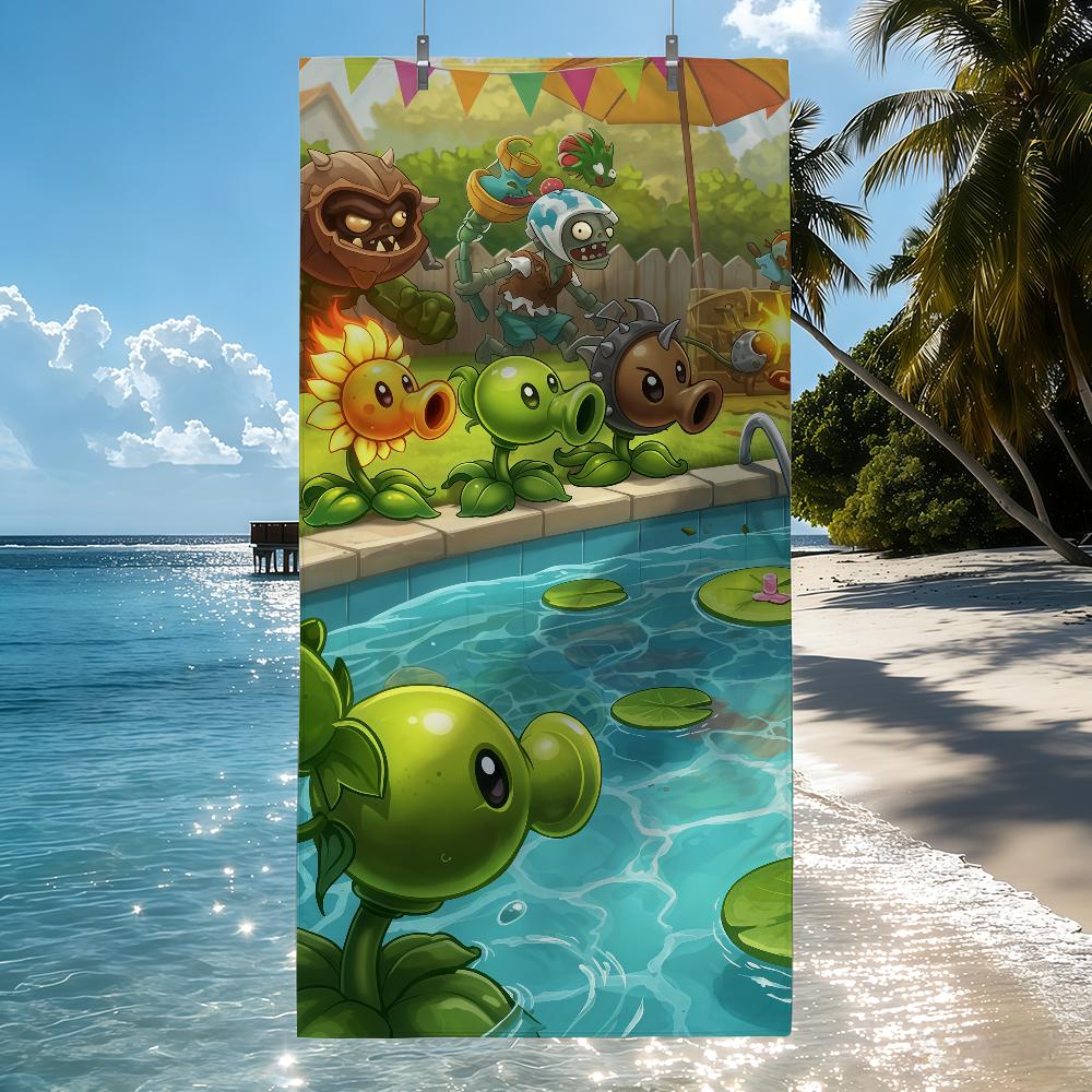 P-Plants vs. Z-Zombies Summer pool Towel Quick Drying Beach Towels Are Suitable For Swimming Pools Camping Yoga And The Gym