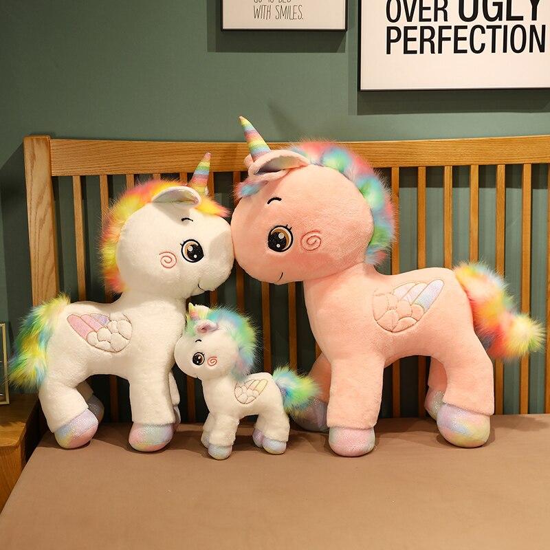 1pc 35cm Lovely Colorful Unicorn Plush Toys Rainbow Unicorn Horse Pillow Stuffed Soft Dolls Cushion For Girls Valentine 'S Gift