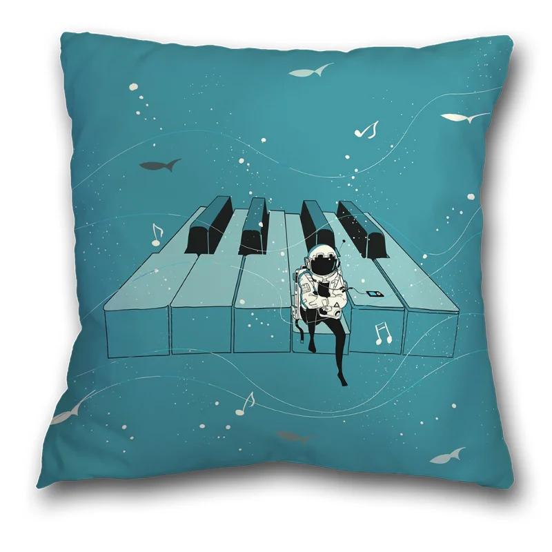 Creative Spaceman Astronaut Pillowcase Blue Green Cushion Cover Sofa Office Seat    Ornament Home Decoration