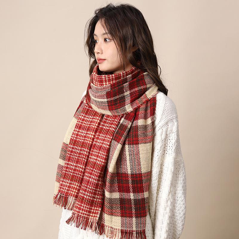 Rot karierter Schal Damen Winter Neu Warm Paar Weihnachtsgeschenk Karierter Schal
