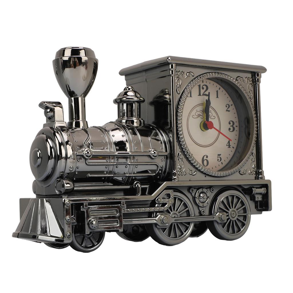 Vintage Train Head Alarm Clock Table Desk Time Clock Train Model Home Students Children Bedroom