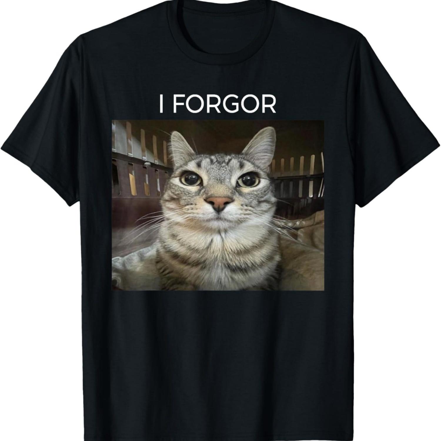 

I Forgor Kitten Funny Silly Cat Meme Stupid Brainrot T-Shirt S чёрный