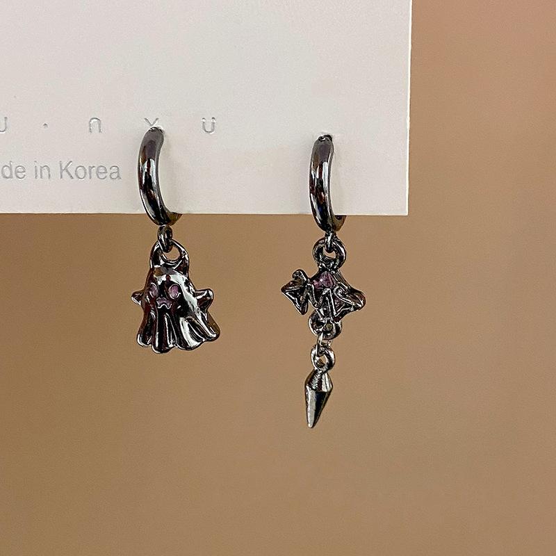 

Хэллоуин Фэнтези Ночь Серьги-призраки Модные вечерние асимметричные серьги-призраки с летучей мышью