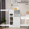 Modern Sideboard with Cupboards and Drawer In Wood and Glass, 60x40x95cm, White