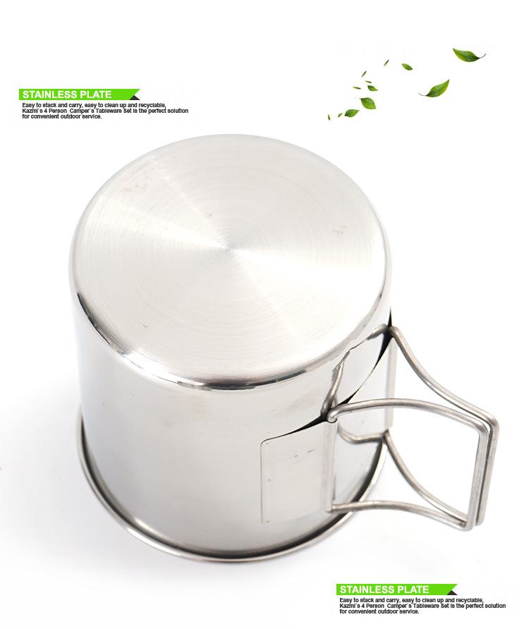 4-Piece 304 Stainless Steel Outdoor Camping & Travel Set: Foldable Cups & Bowls.
