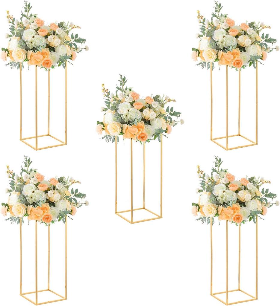 23.6inches Tall Gold Wedding Flower Vase,5pcs Flower Stand Centerpieces for Party Table Decoration