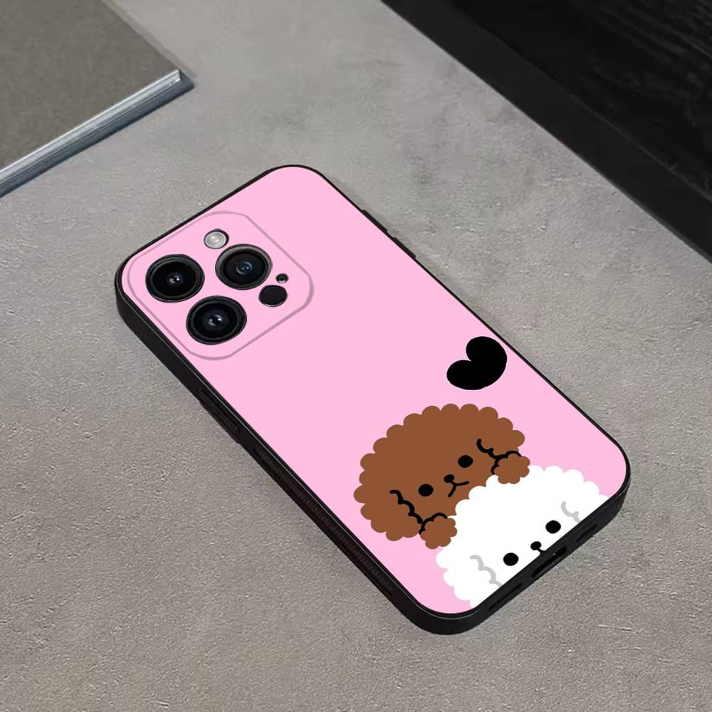 

Cute Cartoon Bichon puppy Phone Case For iPhone 16,15,14,13,12,11 Plus,Pro Max,XS,X,XR,SE,Mini,8,7,Soft Silicone Black Cover iPhone13mini