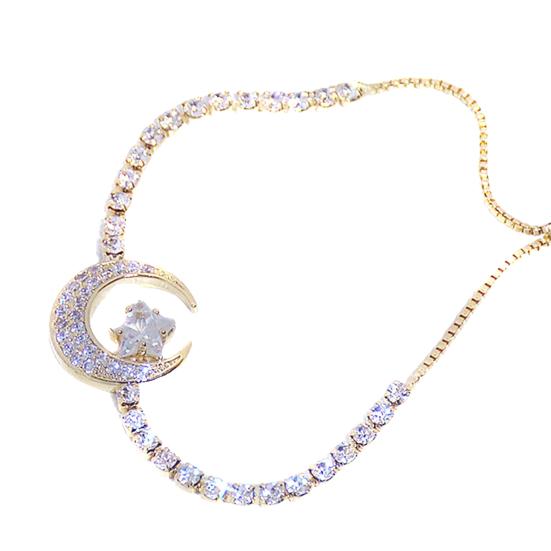 

Сверкающий кубический цирконий в форме полумесяца и звезды, браслет, ювелирное украшение