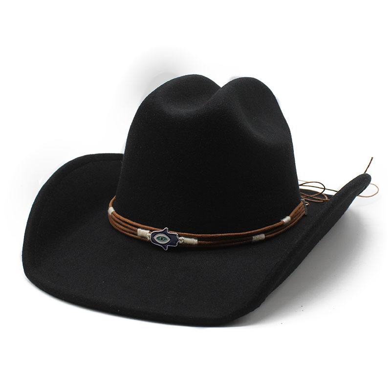 Cowboy Style Decoration Western Denim Felt Top Hat Outdoor Travel Warm Hat Tide