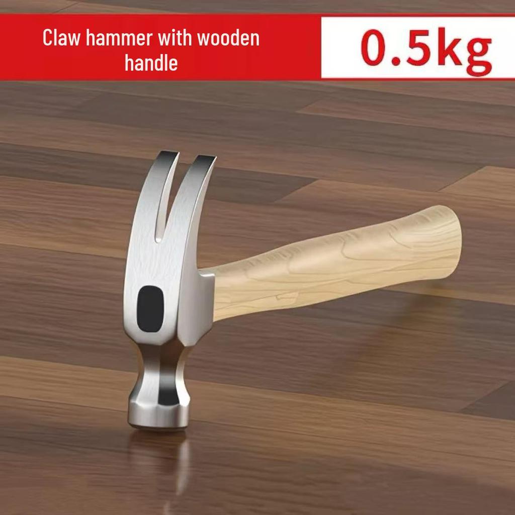 Durable Sheep Horn Hammer - Small Woodworking Tool with Plastic Coated Handle, Nail Puller, and Square Head.