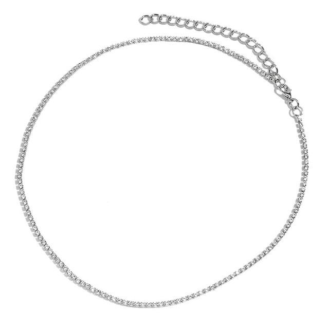 Letter Initial Pendant Necklace Silver Color Tennis Chain Choker Necklace Female Fashion Statement Jewelry