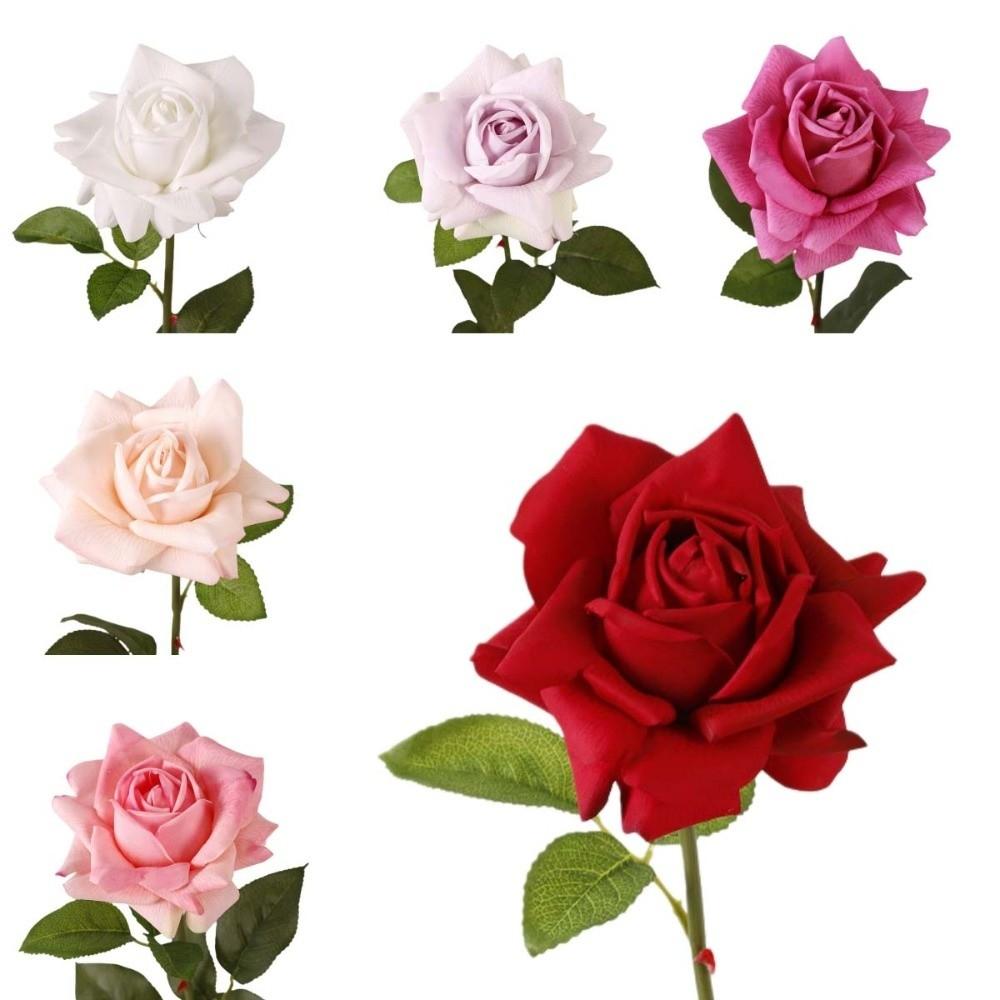 Vase Decor Real Touch Artificial Rose Flower Handmade Artificial Faux Rose Branch Realistic 73cm Fake Flower Wedding Party