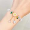 Elegant Fashion Flower Crystal Beaded Bracelets For Women Charm Shell Daisy Floral Beads Tassel Elastic Bracelet Jewelry Gifts