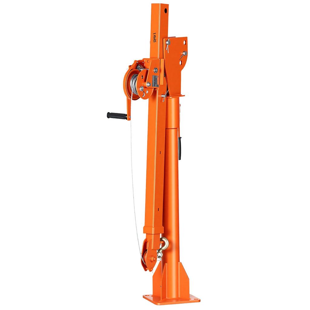 VEVOR Truck Crane, 499 kg Manual Pickup Truck Crane with Hand Winch, 360 degrees Rotating Telescopic Boom, Premium Galvanized Steel
