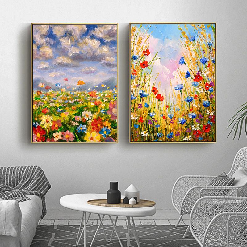 Modern Nature Aesthetics Wildflower Scenery Art Poster Canvas Oil Painting Mural Living Room Bedroom Home Decoration Frameless