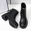 2025 Winter Shoes Women Sheepskin Fashion Modern High Heels Boots Plush High Heels 6cm Brand Ladies Ankle Boots Pure Black