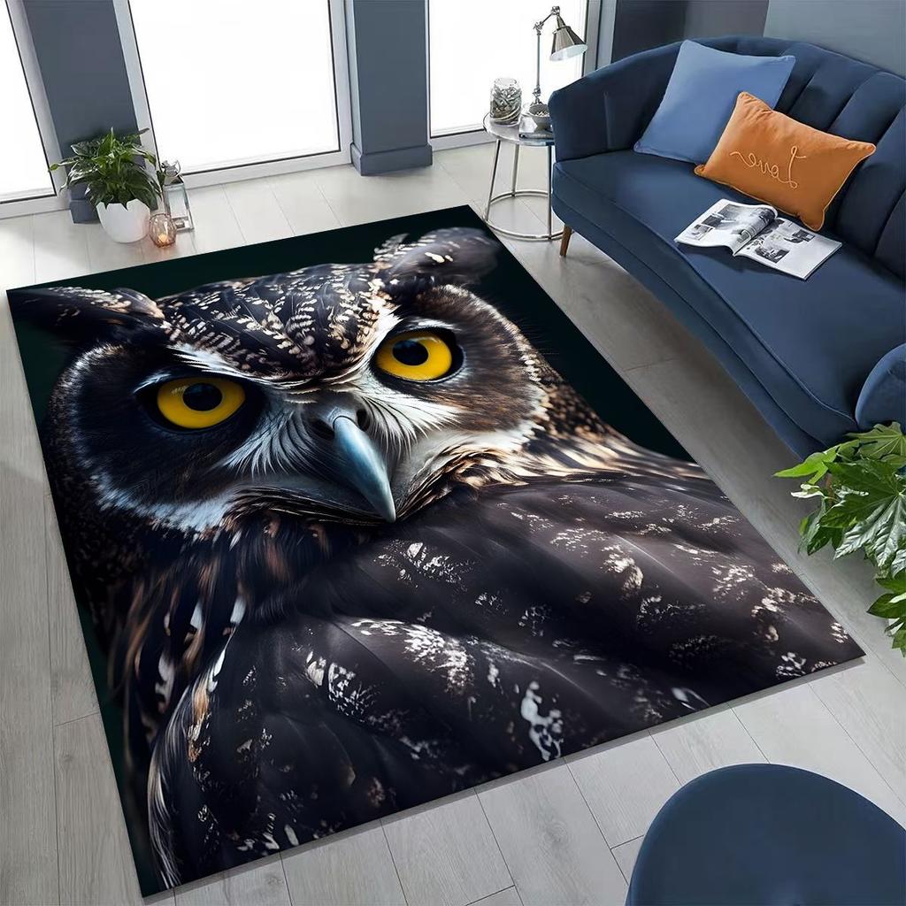 New Mysterious Owl Colorful Cartoon Birds Rug for Bedroom Living Room Sofa Home Doormat Decor,Large Kid Non-slip Floor Mat
