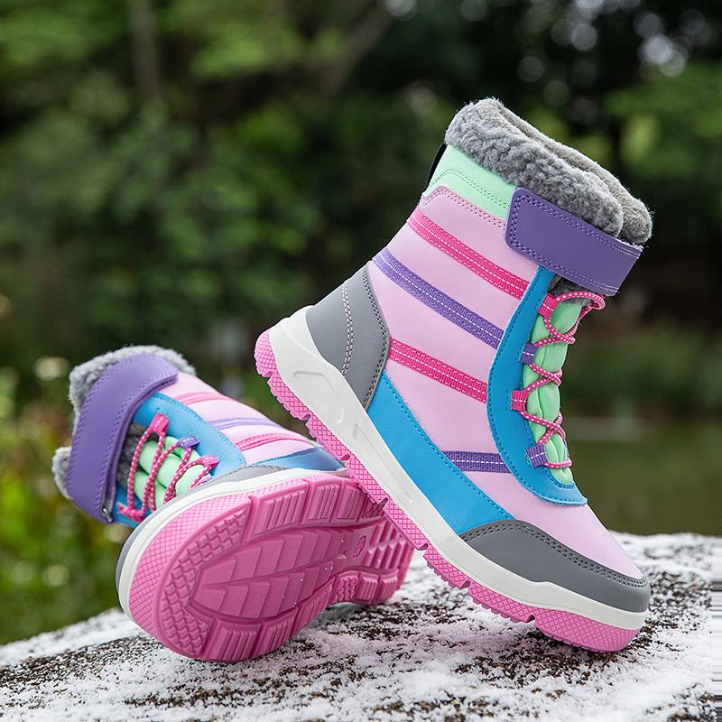 Winter Kinder Modische Fleece Warme Hohe Outdoor Baumwollstiefel Schneestiefel Lässige Baumwollschuhe