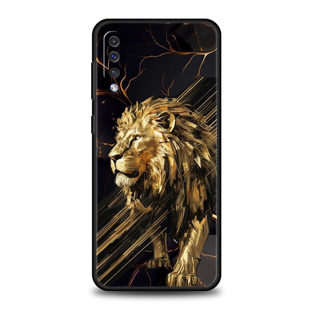 Cross Pattern Bicolor Lion Phone Case for Samsung Galaxy A56 A36 A26 A16 A34 A24 A42 A22 A20 A12 A40 A30 A10 5G Soft TPU Cover